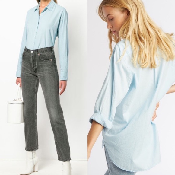 XiRENA Tops - XiRENA | Beau Cotton Shirt Blue Teal Medium